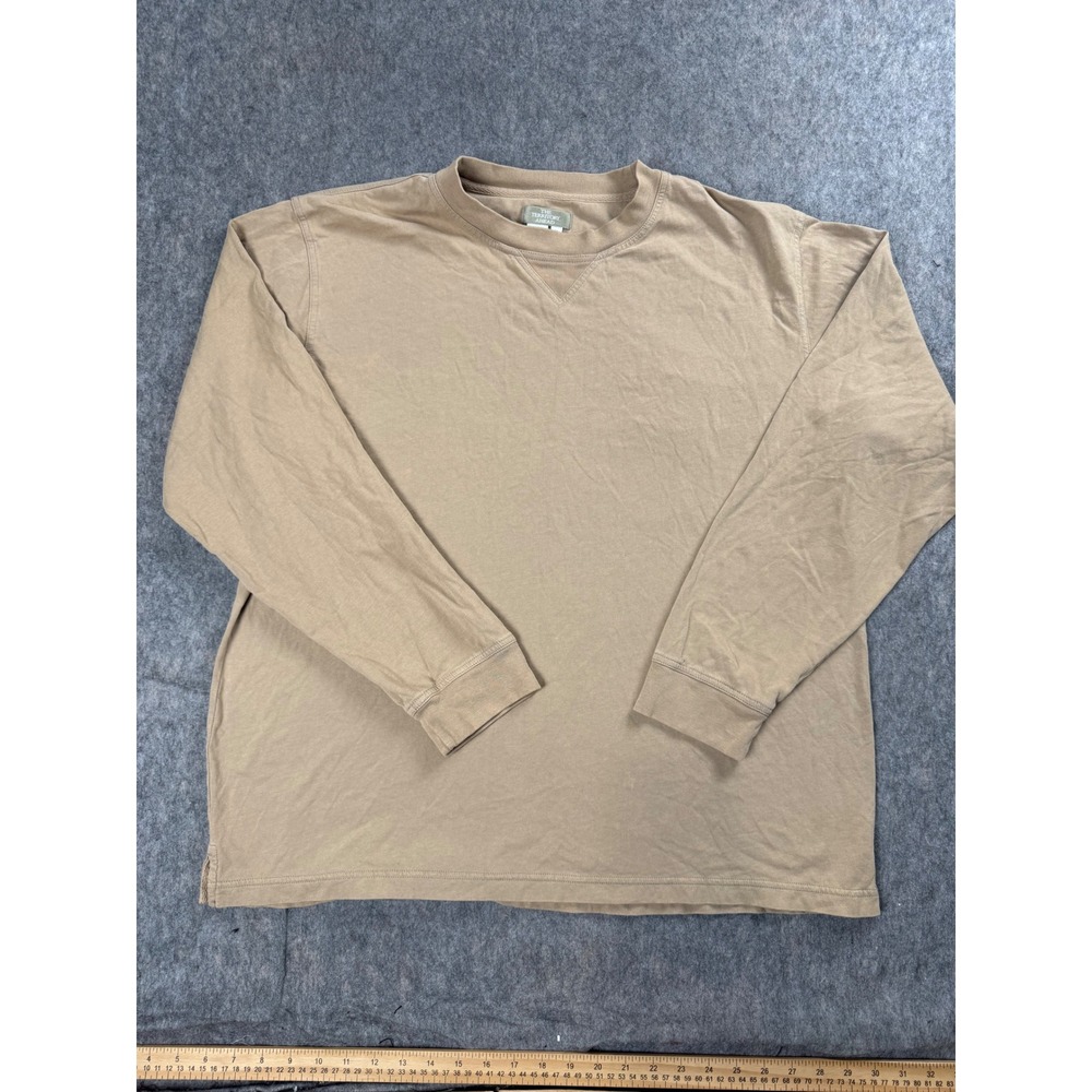 The Territory Ahead T-Shirt Men XL Tan Cotton Long Sleeve V-Stitch Khaki Classic